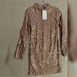 Chic Long Sleeve Sequin Dress